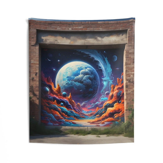 Galaxy Graffiti Themed Indoor Wall Tapestries Vibrant Home Decor Space Art Tapestry Celestial Wall Hanging Bohemian