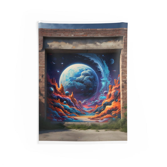 Galaxy Graffiti Themed Indoor Wall Tapestries Vibrant Home Decor Space Art Tapestry Celestial Wall Hanging Bohemian