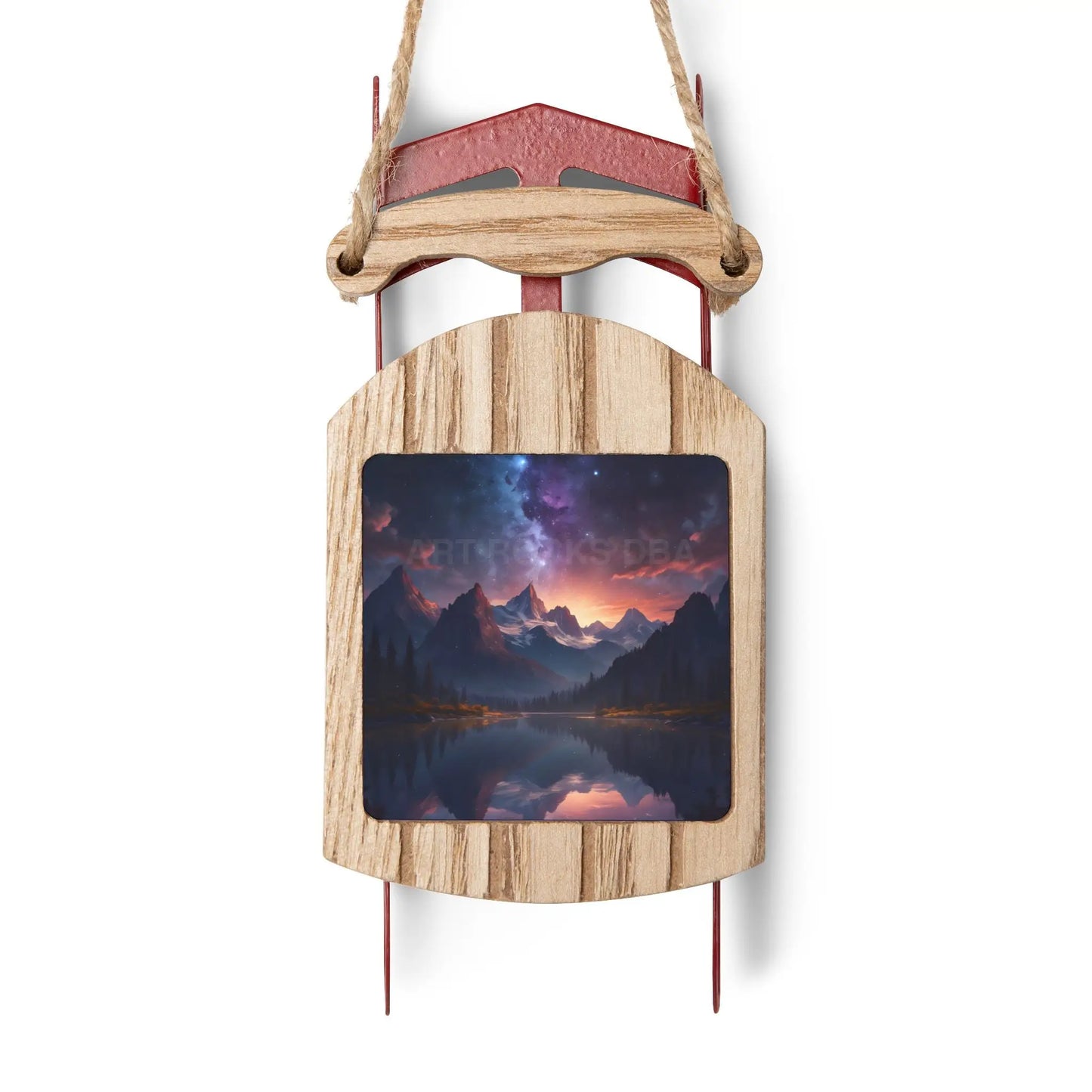 Galaxy in the Mountains Sled Ornament - 2.1’’ × 4.6’’ / 1 pc - Home Decor