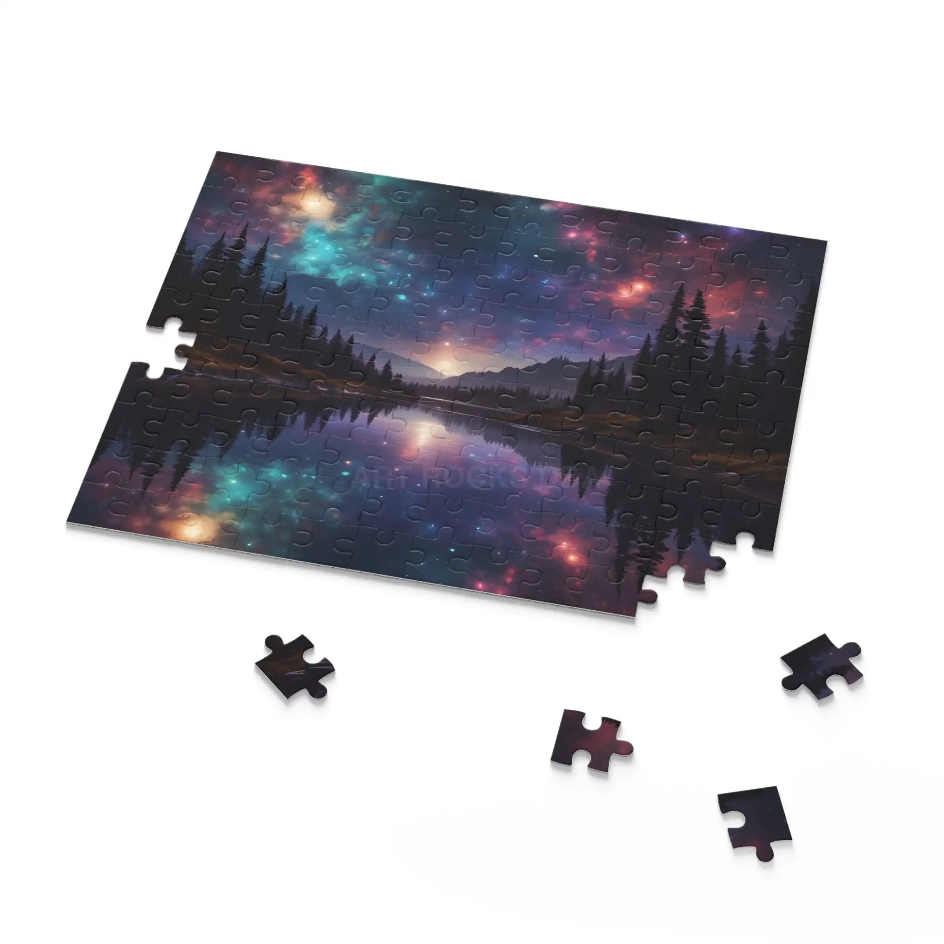 Galaxy Lake Reflection Puzzle — Starry Night Forest Landscape (120/252/500-Piece) - Puzzle