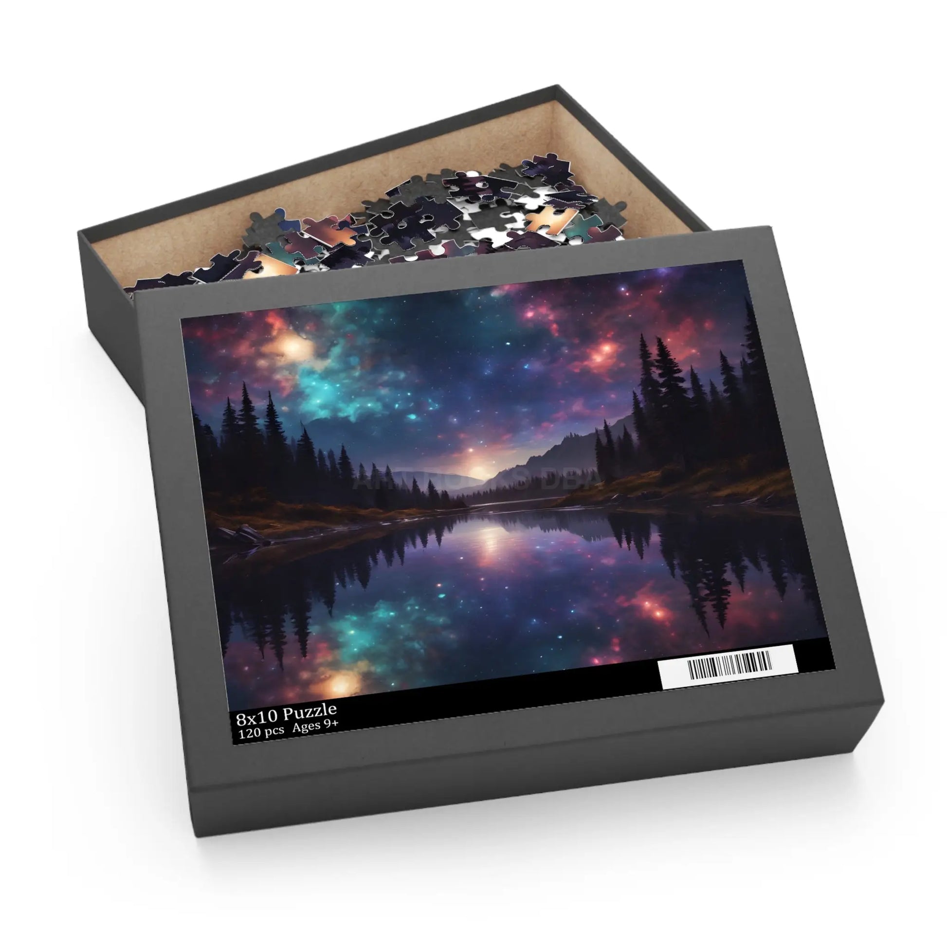 Galaxy Lake Reflection Puzzle — Starry Night Forest Landscape (120/252/500-Piece) - 10’’ × 8’’ (120 pcs) - Puzzle