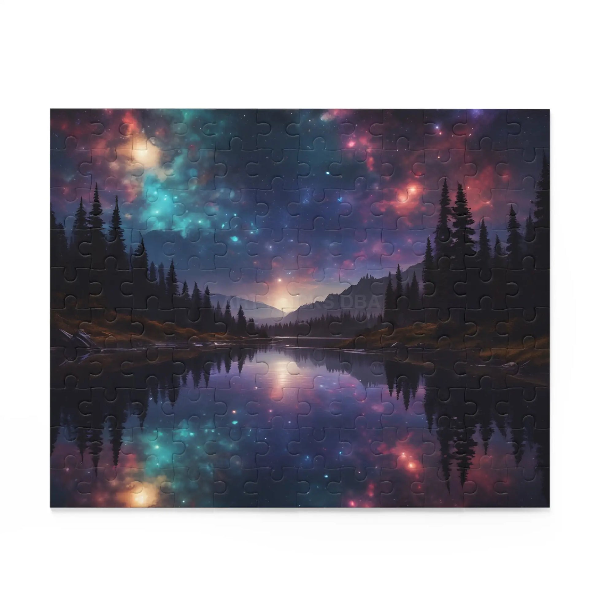 Galaxy Lake Reflection Puzzle — Starry Night Forest Landscape (120/252/500-Piece) - Puzzle