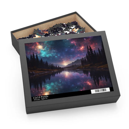 Galaxy Lake Reflection Puzzle — Starry Night Forest Landscape (120/252/500-Piece) - Puzzle