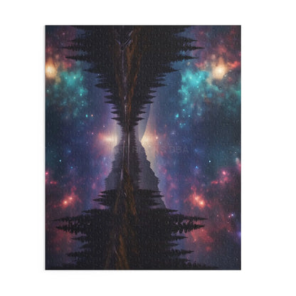 Galaxy Lake Reflection Puzzle — Starry Night Forest Landscape (120/252/500-Piece) - Puzzle