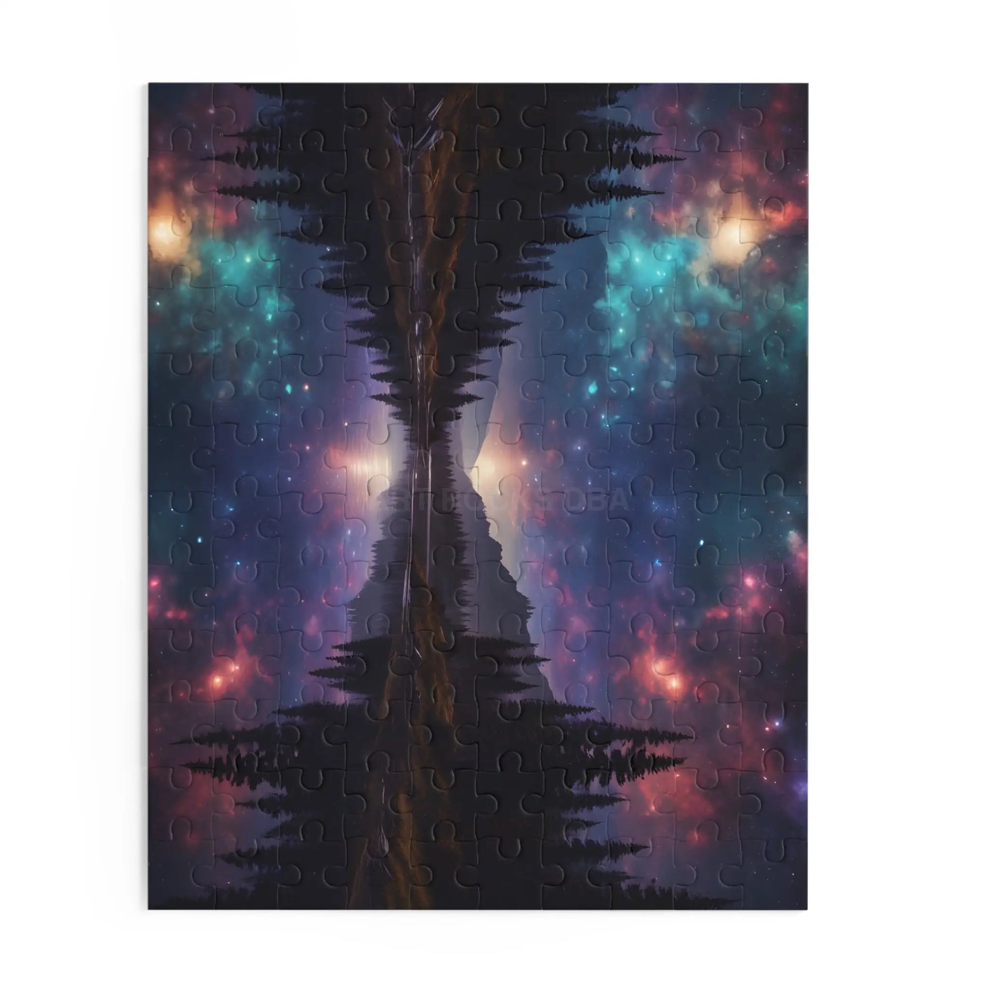 Galaxy Lake Reflection Puzzle — Starry Night Forest Landscape (120/252/500-Piece) - Puzzle