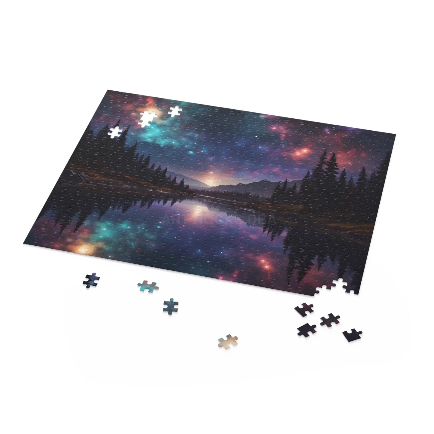 Galaxy Lake Reflection Puzzle — Starry Night Forest Landscape (120/252/500-Piece) - Puzzle