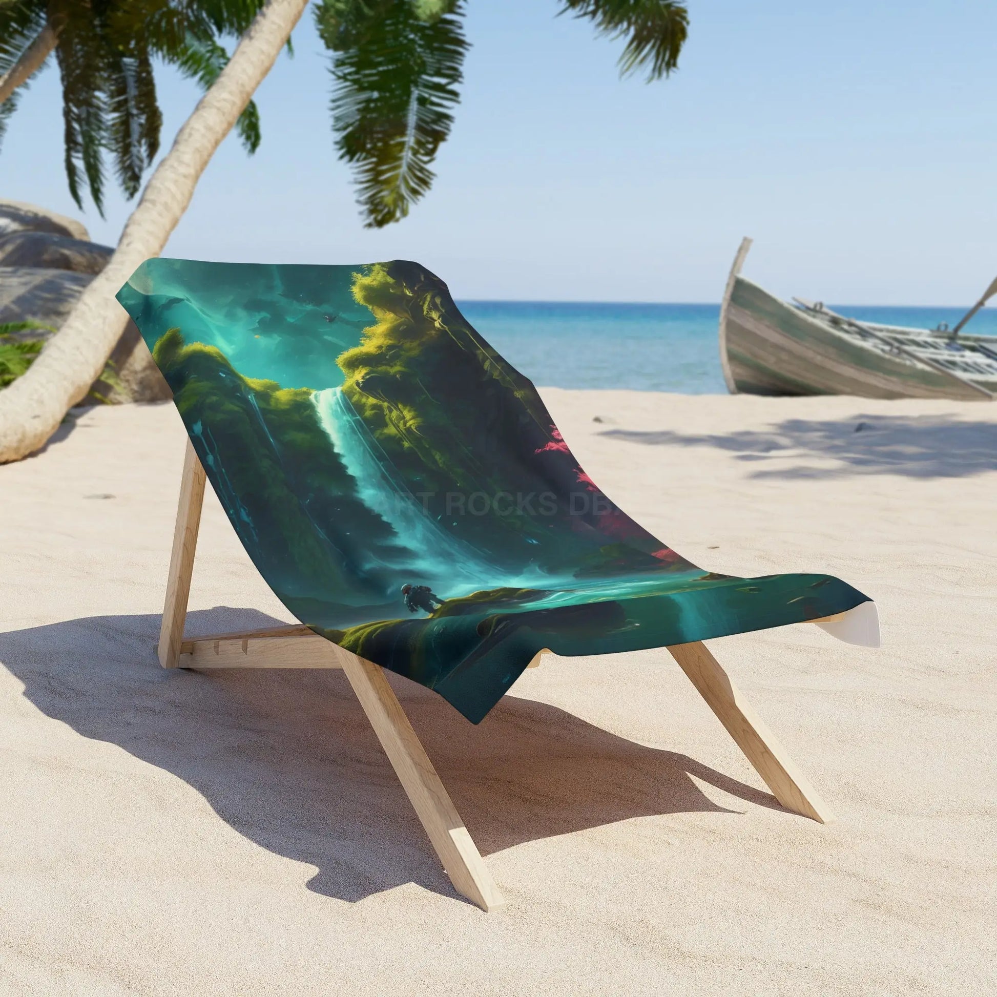 Galaxy Nebula Beach Towel — Teal Cosmic Surf Design - 30’’ × 60’’ - Home Decor