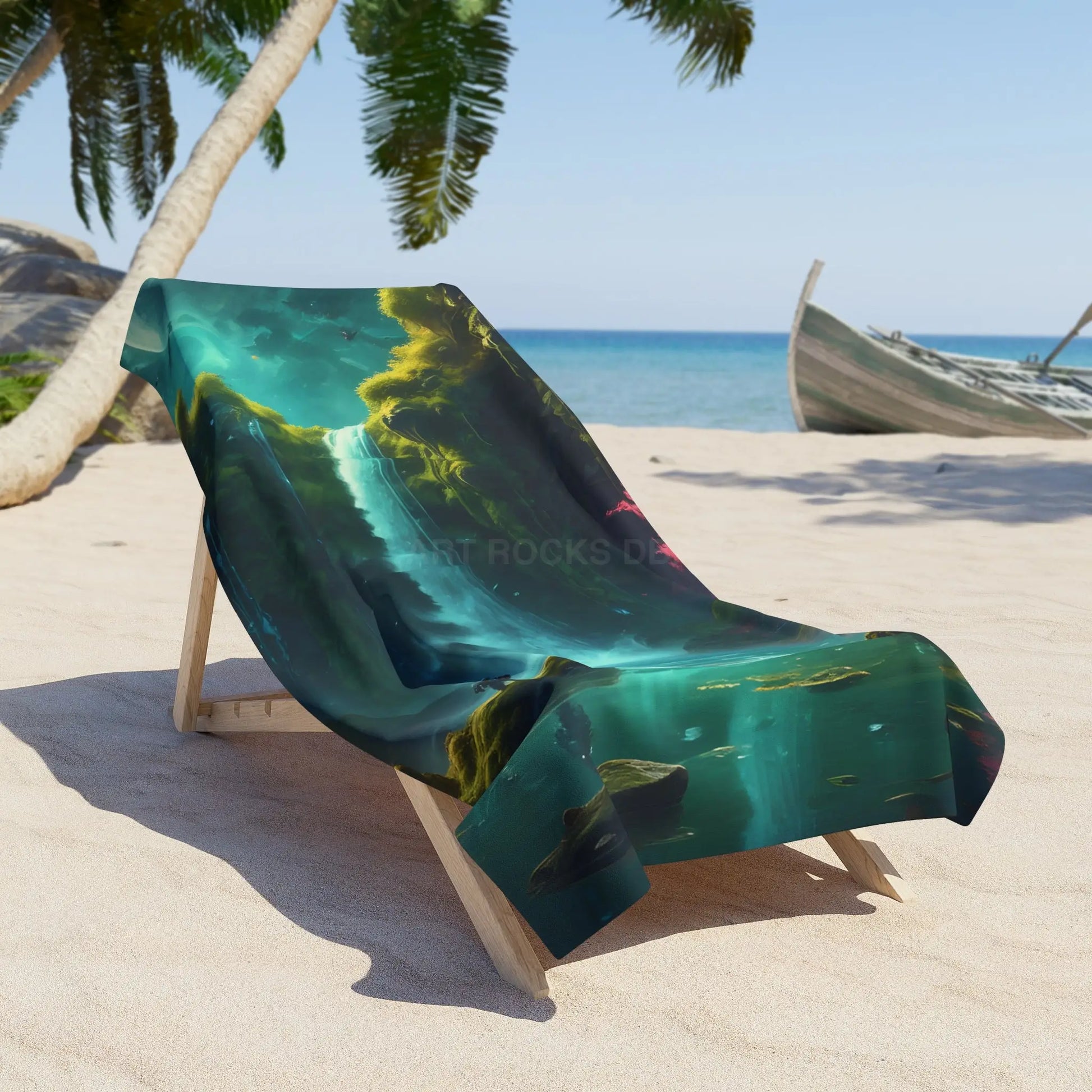 Galaxy Nebula Beach Towel — Teal Cosmic Surf Design - Home Decor