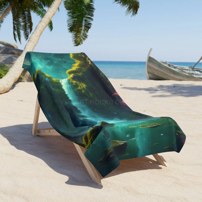 Galaxy Nebula Beach Towel — Teal Cosmic Surf Design - Home Decor