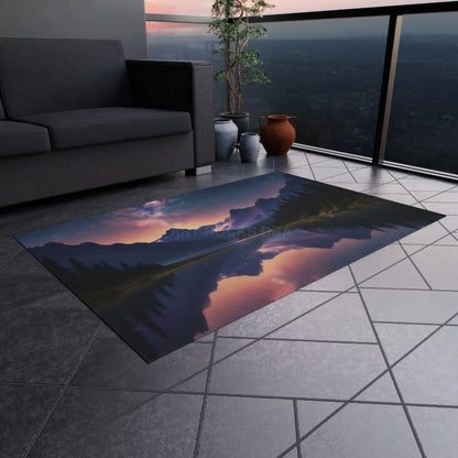 Galaxy Over The Mountains Outdoor Rug - Nature-Inspired Boho Decor Patio Cover Camping Accessory Gift for Nature Lovers
