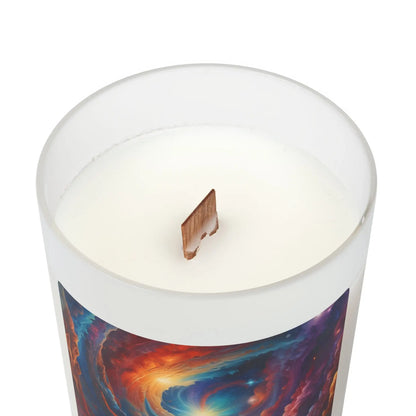 Galaxy Swirl 11oz Frosted Glass Candle — Cosmic Meditation Scented Candle - Home Decor