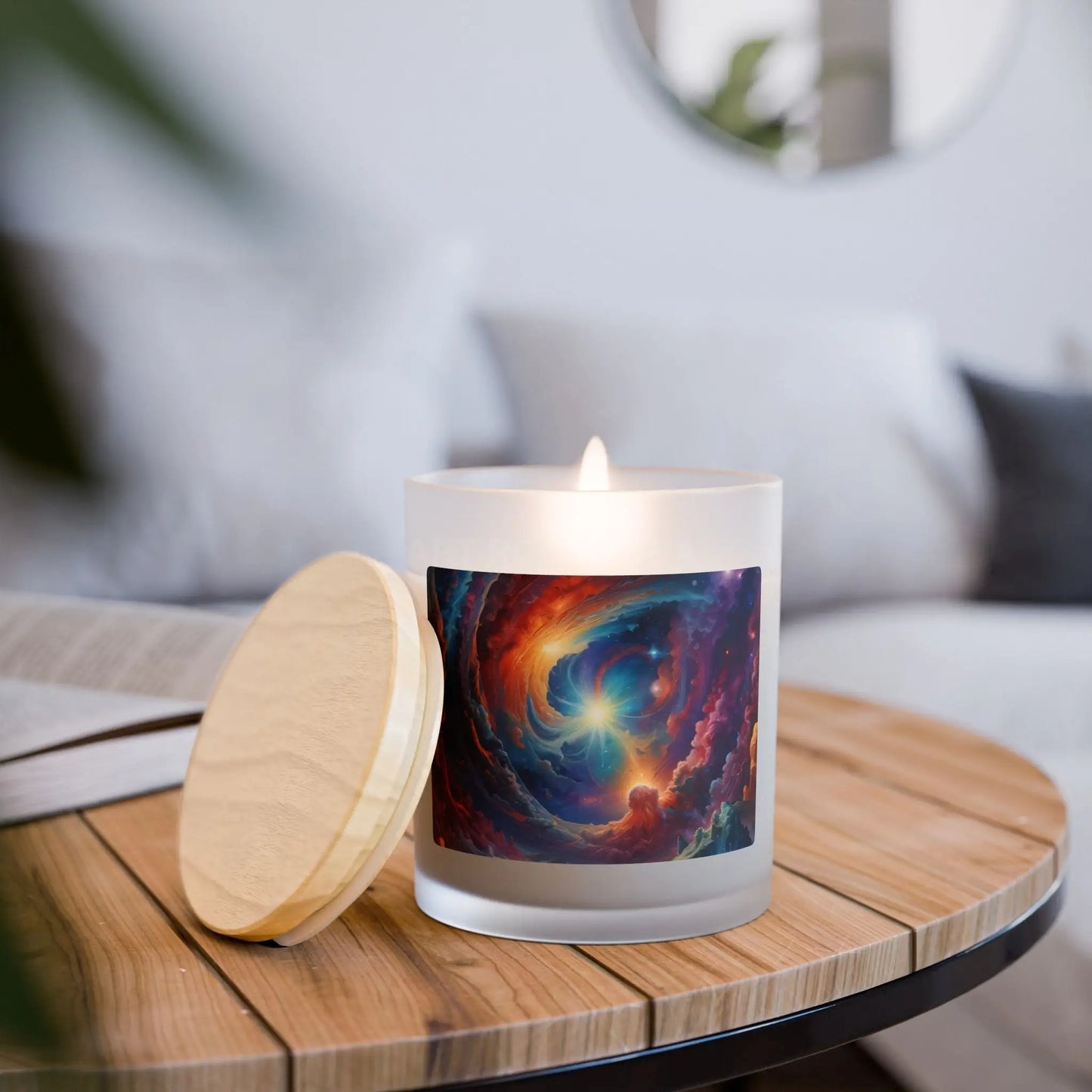 Galaxy Swirl 11oz Frosted Glass Candle — Cosmic Meditation Scented Candle - Vanilla / 11oz - Home Decor