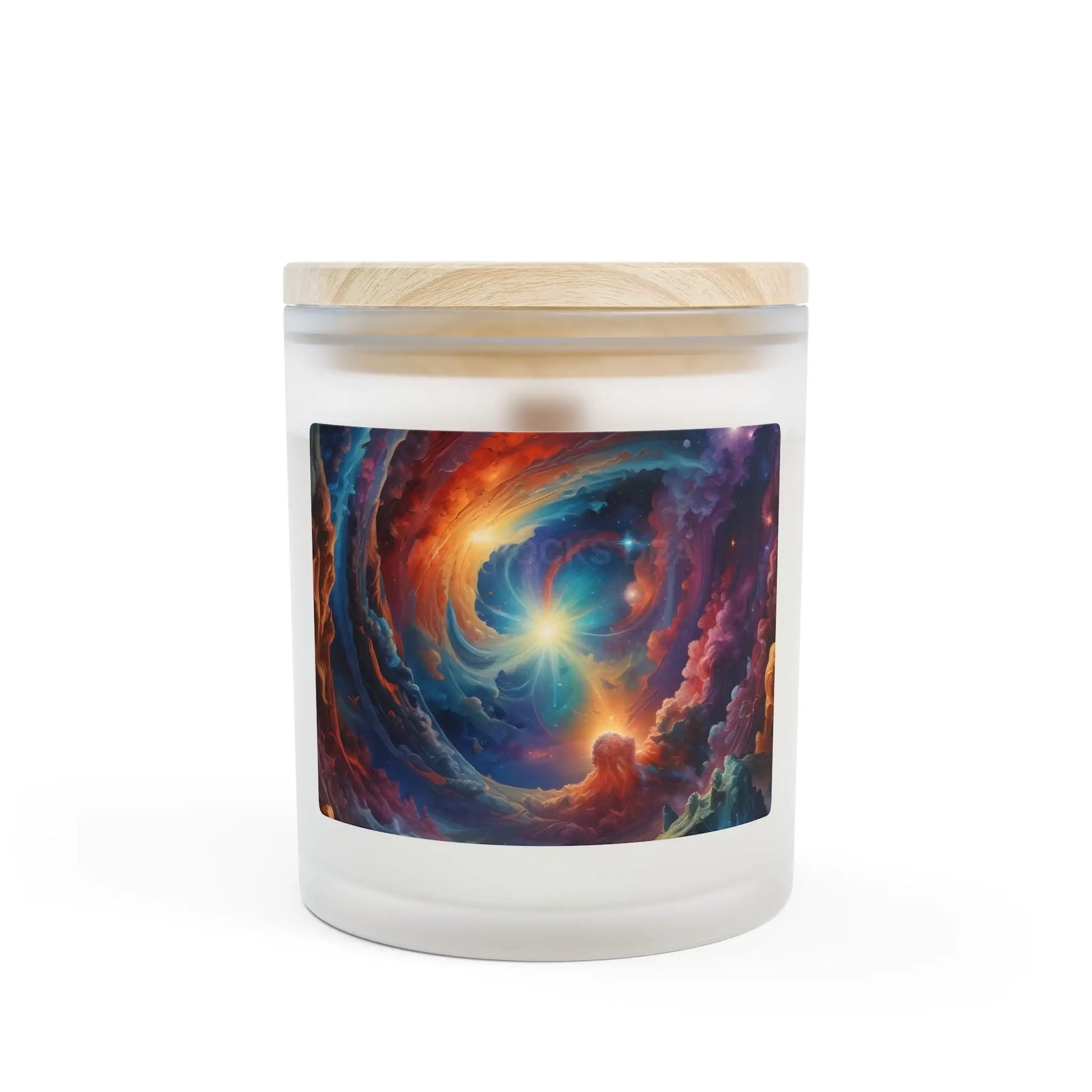 Galaxy Swirl 11oz Frosted Glass Candle — Cosmic Meditation Scented Candle - Home Decor