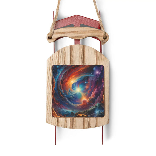 Galaxy Swirl Sled Ornament — Cosmic Winter Tree Decoration - 2.1’’ × 4.6’’ / 1 pc - Home Decor