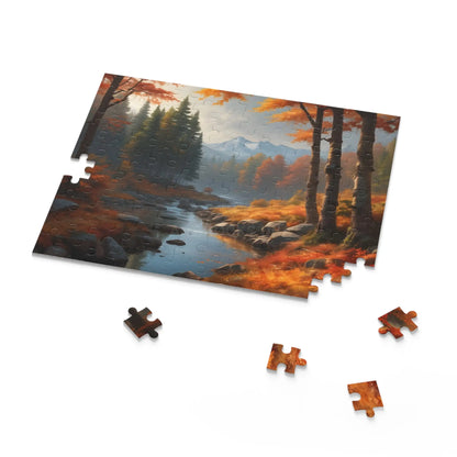 Gloomy Autumn Mountain River Jigsaw Puzzle — (120/252/500 pieces) - Puzzle