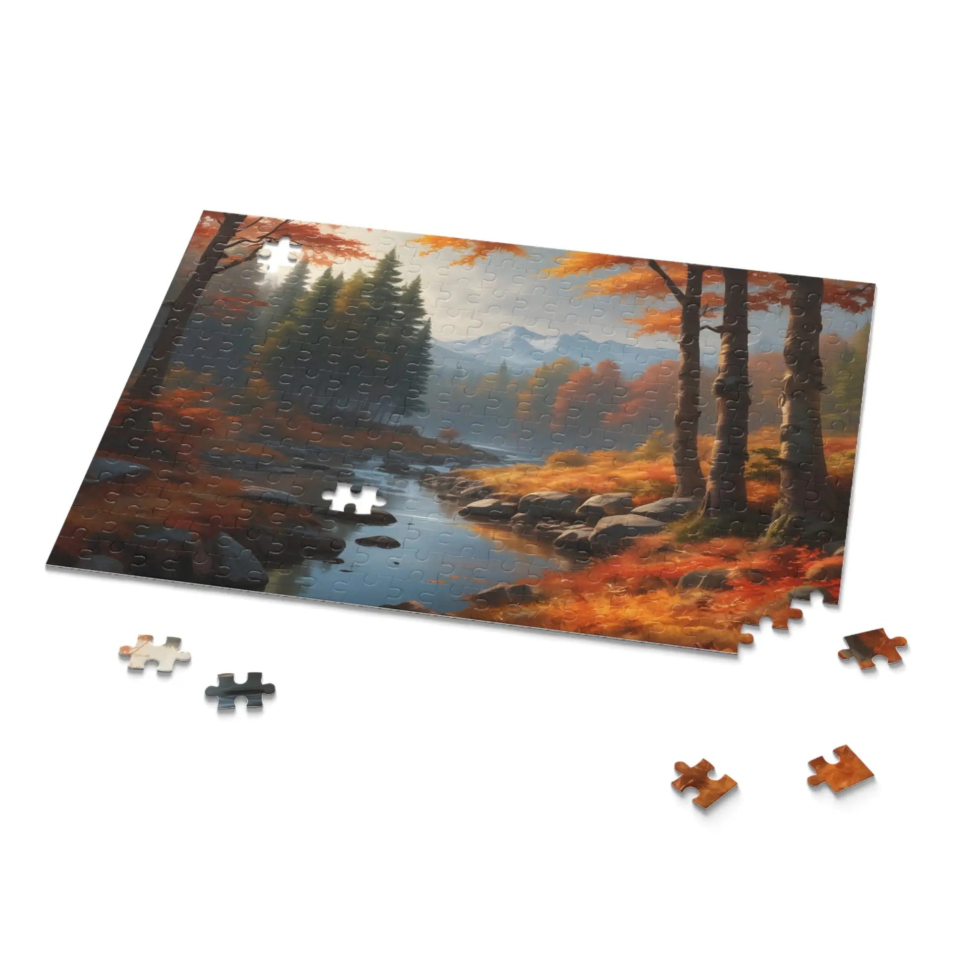 Gloomy Autumn Mountain River Jigsaw Puzzle — (120/252/500 pieces) - Puzzle