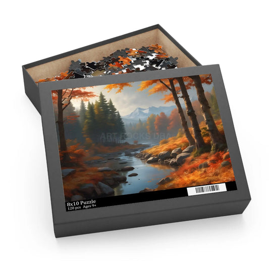 Gloomy Autumn Mountain River Jigsaw Puzzle — (120/252/500 pieces) - 10’’ × 8’’ (120 pcs) - Puzzle