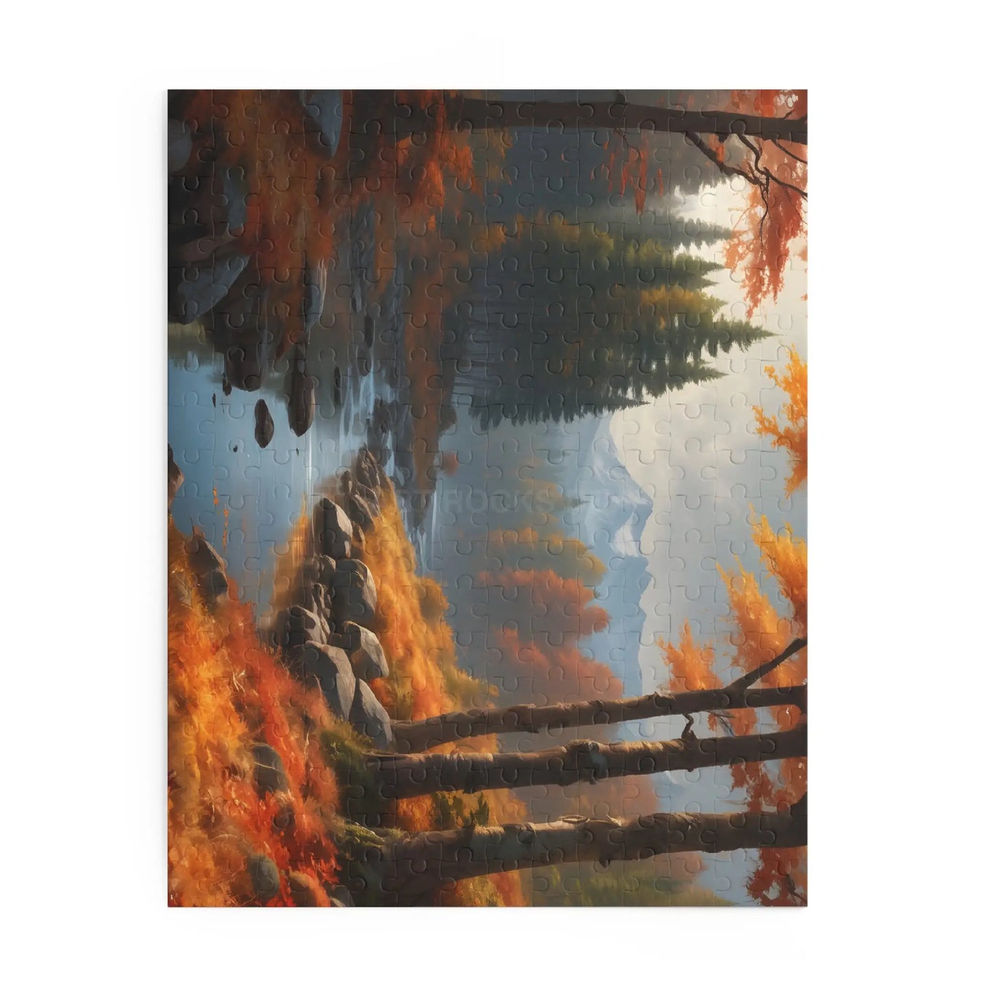 Gloomy Autumn Mountain River Jigsaw Puzzle — (120/252/500 pieces) - Puzzle