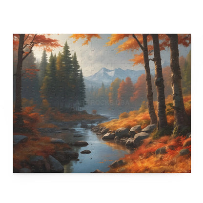 Gloomy Autumn Mountain River Jigsaw Puzzle — (120/252/500 pieces) - 14’’ × 11’’ (252 pcs) - Puzzle
