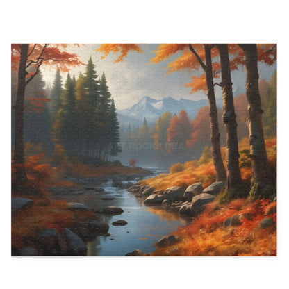Gloomy Autumn Mountain River Jigsaw Puzzle — (120/252/500 pieces) - 20’’ × 16’’ (500 pcs) - Puzzle