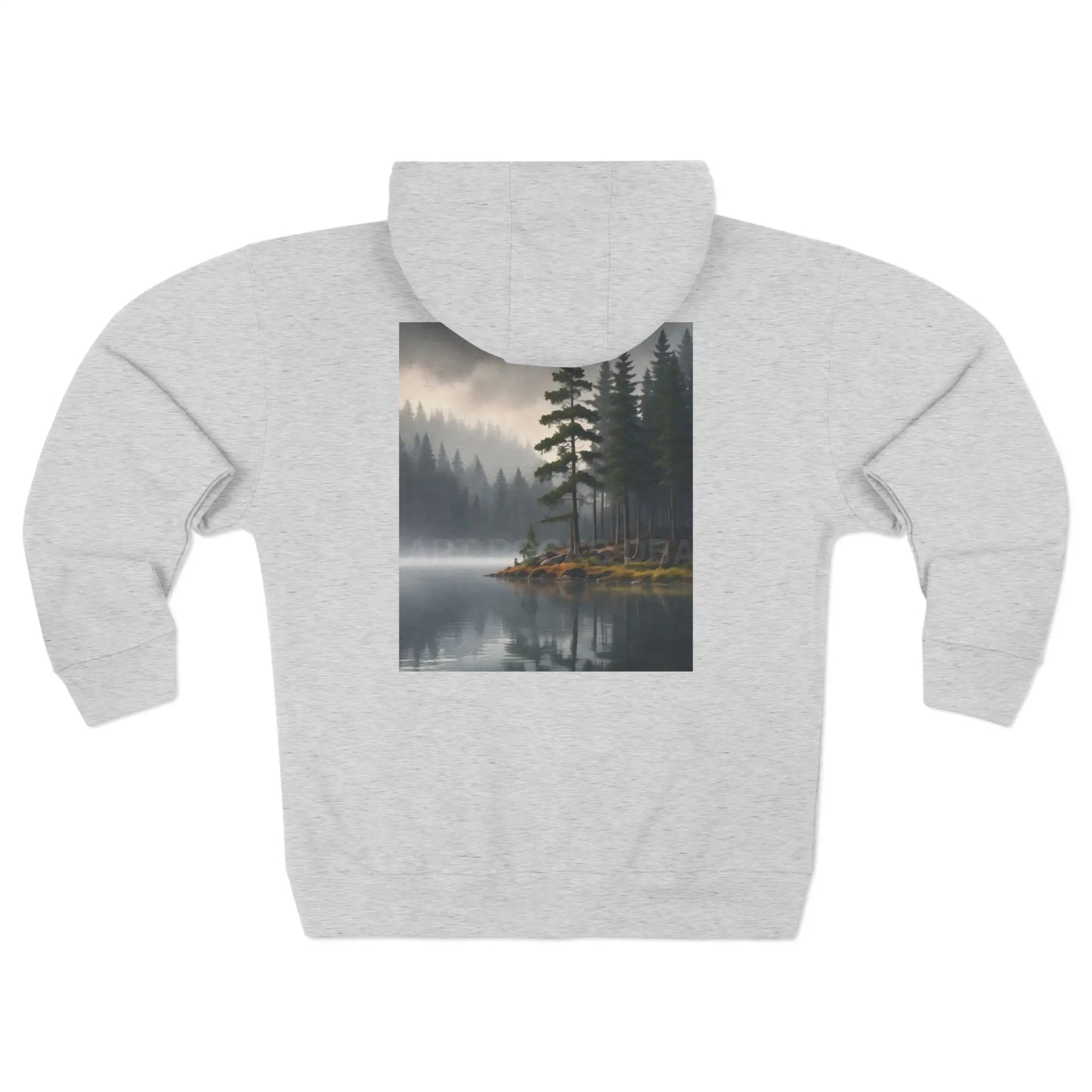 Gloomy Lake With Still Water Zip-Up Sweatshirt - XS / Heather Grey - Hoodie