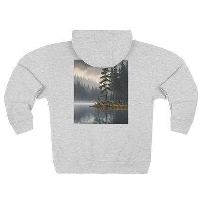 Gloomy Lake With Still Water Zip-Up Sweatshirt - XS / Heather Grey - Hoodie