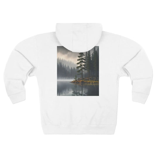 Gloomy Lake With Still Water Zip-Up Sweatshirt - XS / White - Hoodie