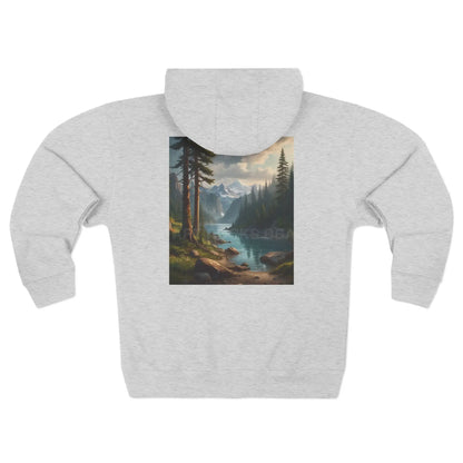 Gloomy River in the Pine Tree Mountains Zip-Up Sweatshirt - XS / Heather Grey - Hoodie