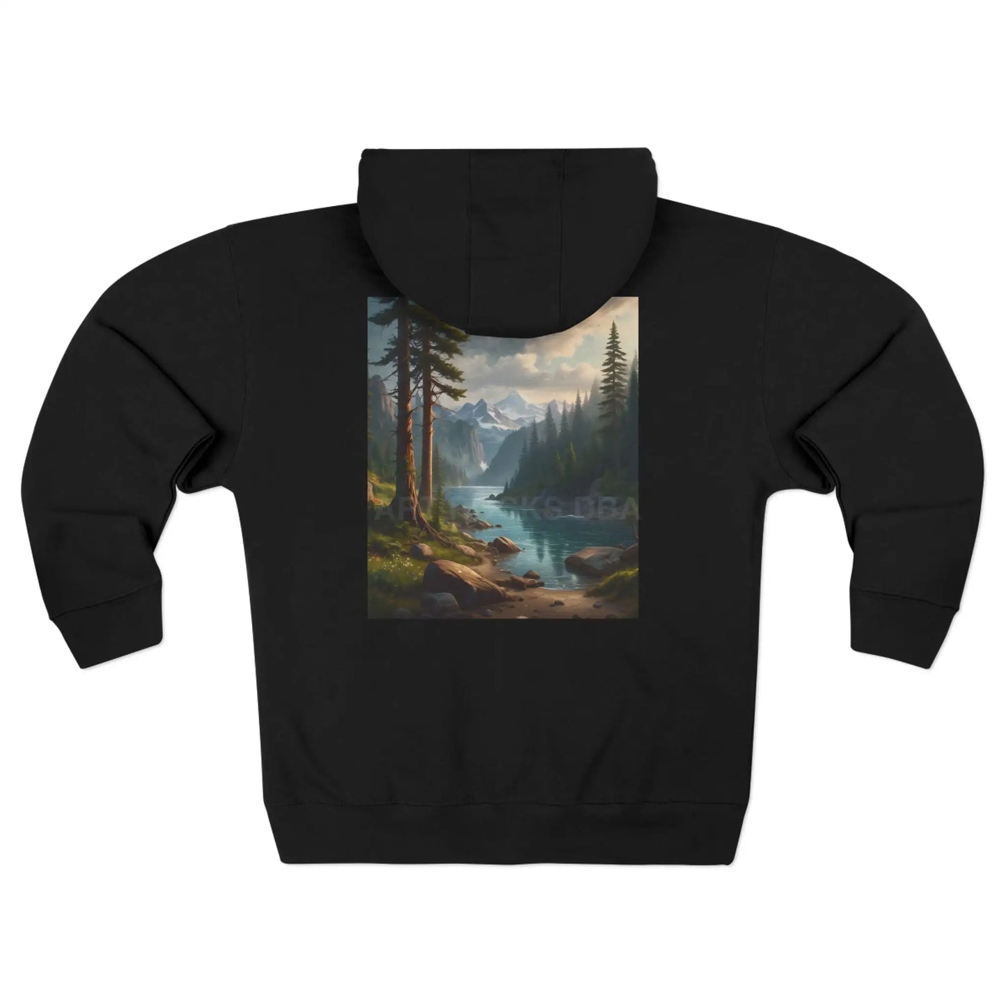 Gloomy River in the Pine Tree Mountains Zip-Up Sweatshirt - XS / Black - Hoodie