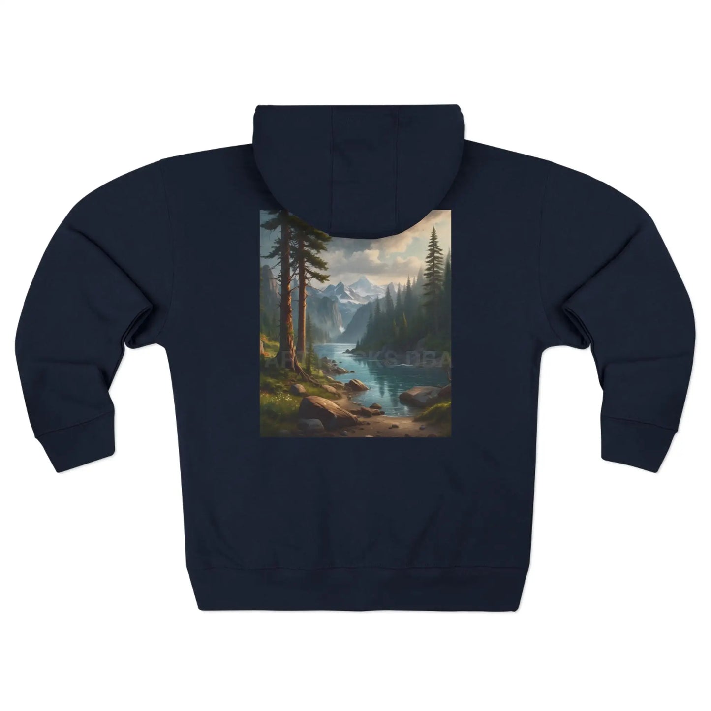 Gloomy River in the Pine Tree Mountains Zip-Up Sweatshirt - XS / Navy - Hoodie