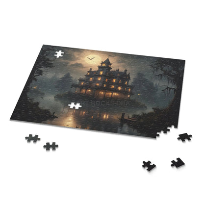 Glowing Haunted Mansion Jigsaw Puzzle — Spooky Moonlit 120/252/500-Piece Puzzle - Puzzle