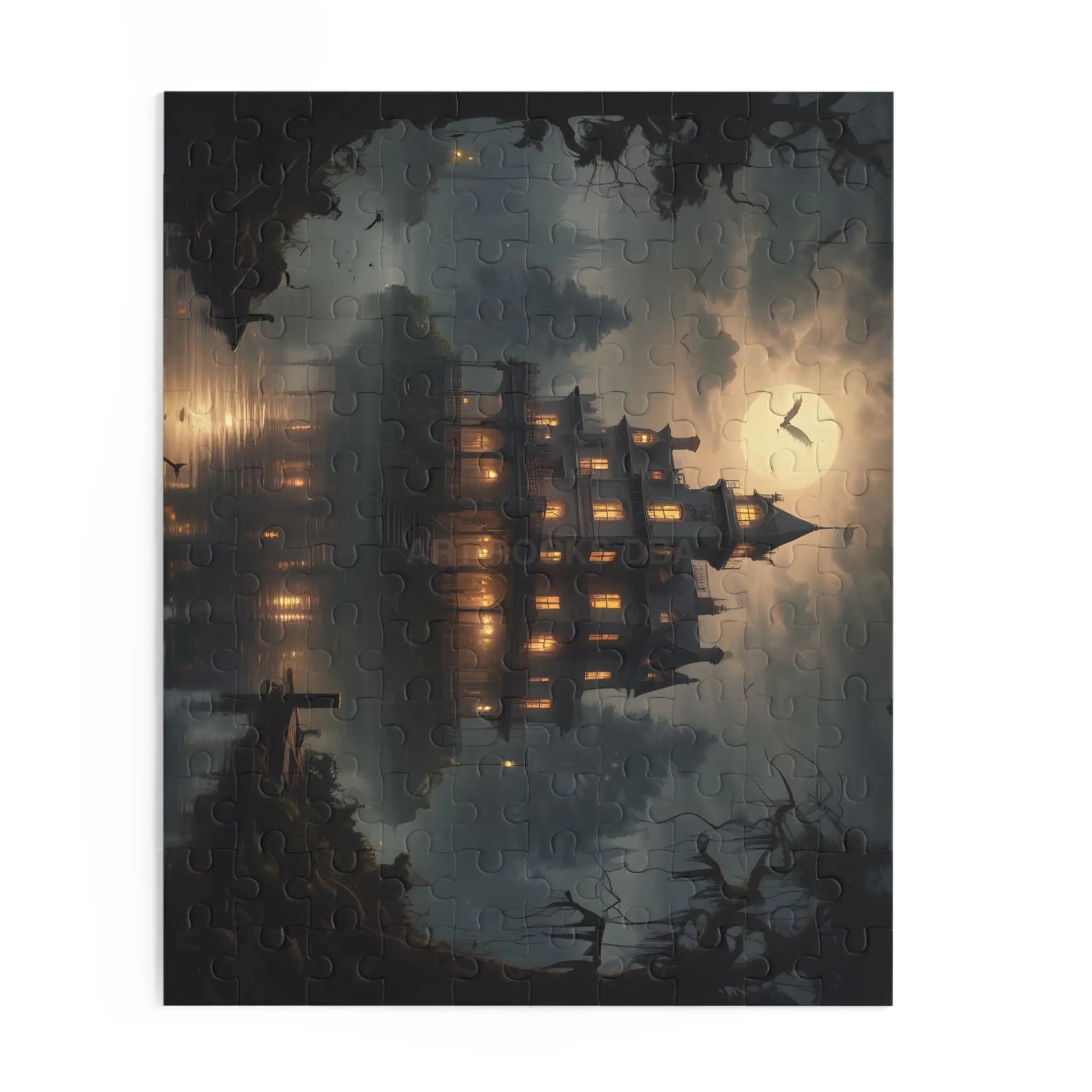 Glowing Haunted Mansion Jigsaw Puzzle — Spooky Moonlit 120/252/500-Piece Puzzle - Puzzle