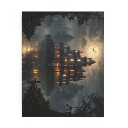 Glowing Haunted Mansion Jigsaw Puzzle — Spooky Moonlit 120/252/500-Piece Puzzle - Puzzle