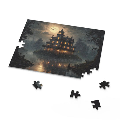 Glowing Haunted Mansion Jigsaw Puzzle — Spooky Moonlit 120/252/500-Piece Puzzle - Puzzle