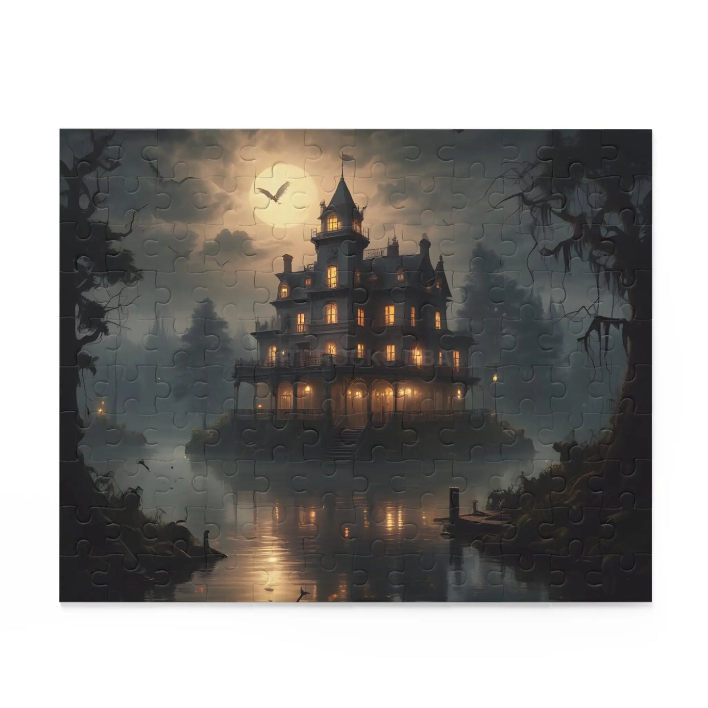 Glowing Haunted Mansion Jigsaw Puzzle — Spooky Moonlit 120/252/500-Piece Puzzle - Puzzle
