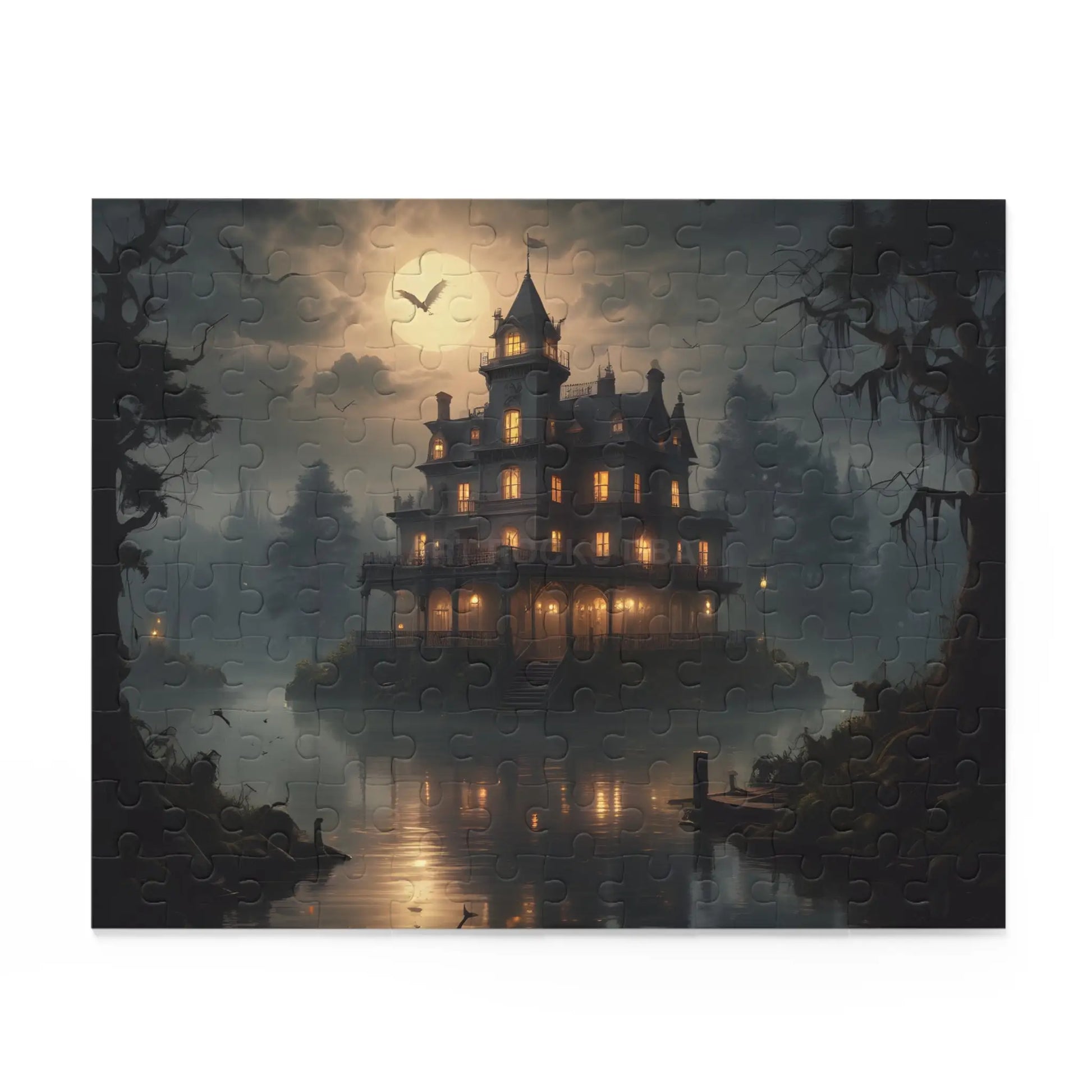 Glowing Haunted Mansion Jigsaw Puzzle — Spooky Moonlit 120/252/500-Piece Puzzle - Puzzle