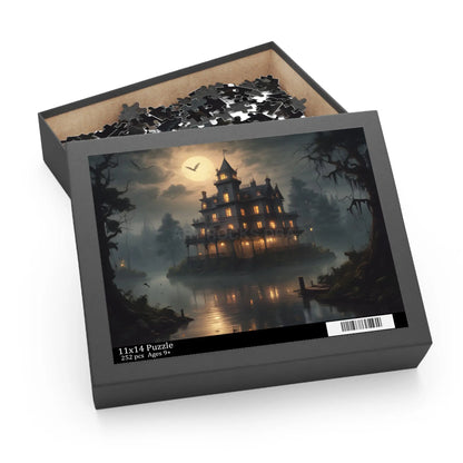 Glowing Haunted Mansion Jigsaw Puzzle — Spooky Moonlit 120/252/500-Piece Puzzle - Puzzle