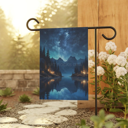 Glowing Lake at Night Garden Banner Home Decor Outdoor Flag Nature Theme Seasonal Decorations Garden Accessories - 12’’