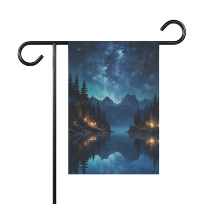 Glowing Lake at Night Garden Banner Home Decor Outdoor Flag Nature Theme Seasonal Decorations Garden Accessories - 12’’