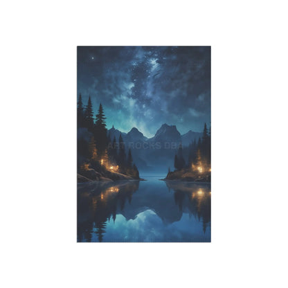 Glowing Lake at Night Garden Banner Home Decor Outdoor Flag Nature Theme Seasonal Decorations Garden Accessories - 12’’