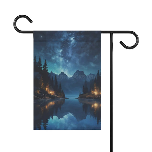 Glowing Lake at Night Garden Banner Home Decor Outdoor Flag Nature Theme Seasonal Decorations Garden Accessories - 12’’