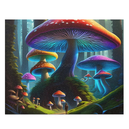 Glowing Rainbow Mushroom Forest Puzzle – Jigsaw (120/252/500 pcs) - 20’’ × 16’’ (500 pcs) - Puzzle