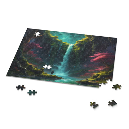 Glowing Waterfall Fantasy Puzzle — Scenic 120/252/500-Piece Jigsaw for Adults & Teens - Puzzle