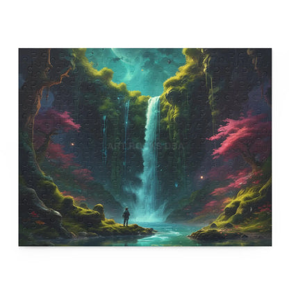 Glowing Waterfall Fantasy Puzzle — Scenic 120/252/500-Piece Jigsaw for Adults & Teens - 14’’ × 11’’ (252 pcs) - Puzzle