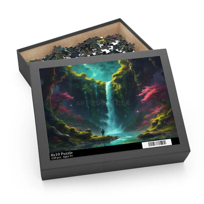 Glowing Waterfall Fantasy Puzzle — Scenic 120/252/500-Piece Jigsaw for Adults & Teens - 10’’ × 8’’ (120 pcs) - Puzzle