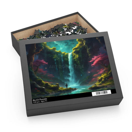 Glowing Waterfall Fantasy Puzzle — Scenic 120/252/500-Piece Jigsaw for Adults & Teens - 10’’ × 8’’ (120 pcs) - Puzzle