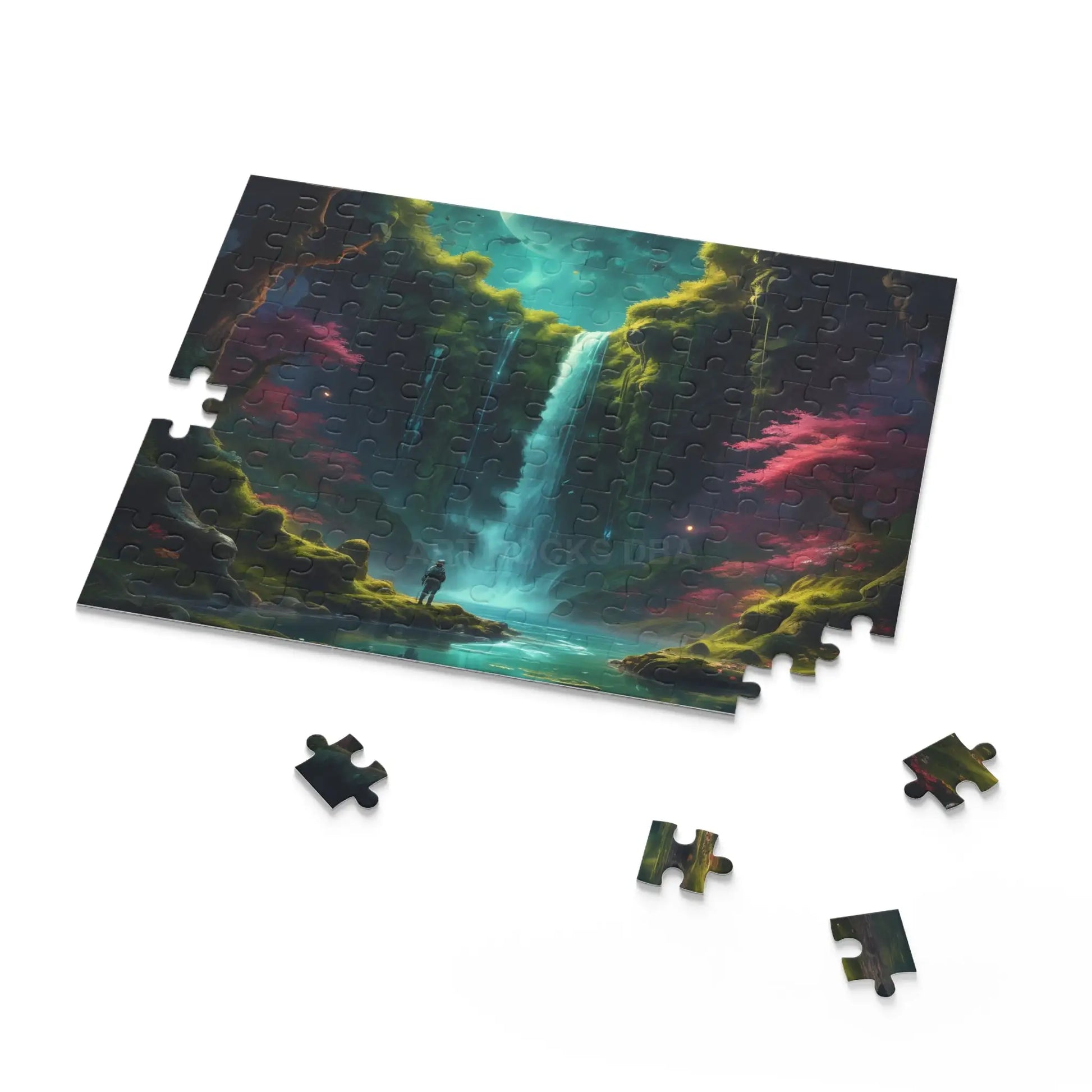 Glowing Waterfall Fantasy Puzzle — Scenic 120/252/500-Piece Jigsaw for Adults & Teens - Puzzle