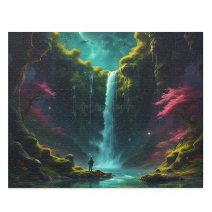 Glowing Waterfall Fantasy Puzzle — Scenic 120/252/500-Piece Jigsaw for Adults & Teens - 20’’ × 16’’ (500 pcs) - Puzzle