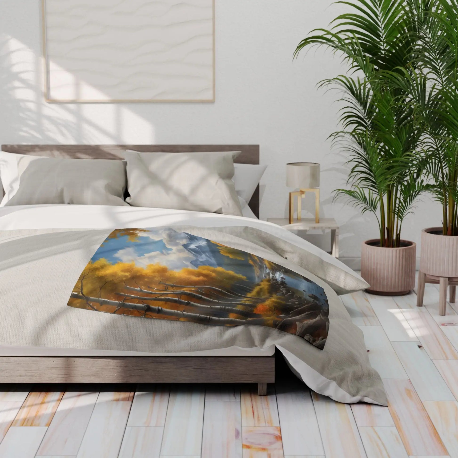 Golden Aspen Arctic Fleece Blanket Cozy Throw for Home Decor Perfect for Campers or Gift Autumn Landscape Snuggle Up