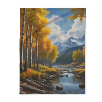 Golden Aspen Arctic Fleece Blanket Cozy Throw for Home Decor Perfect for Campers or Gift Autumn Landscape Snuggle Up